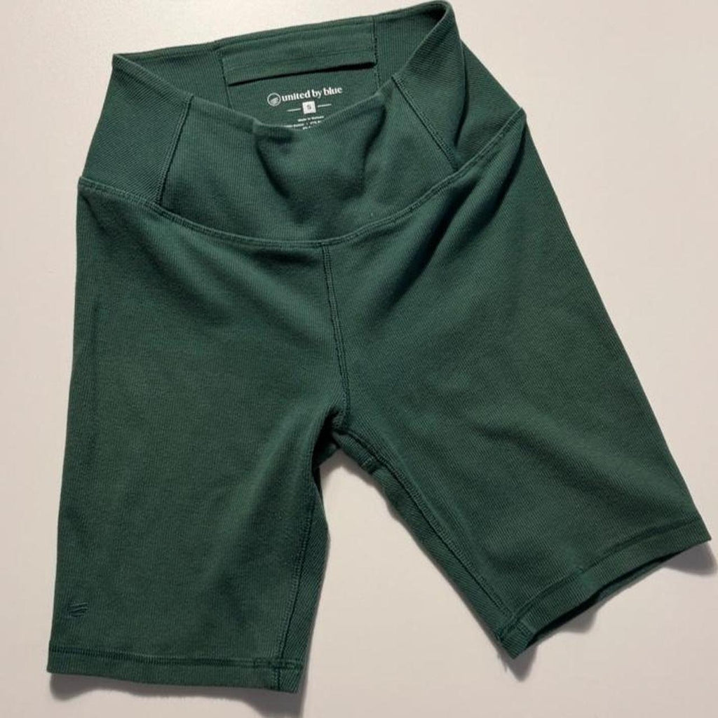 United By Blue Green Ribbed Bike Shorts