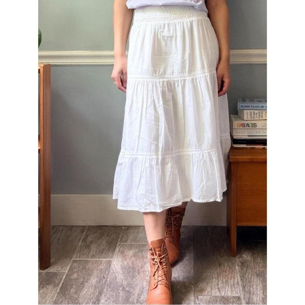 Rails Tiered White Midi Skirt