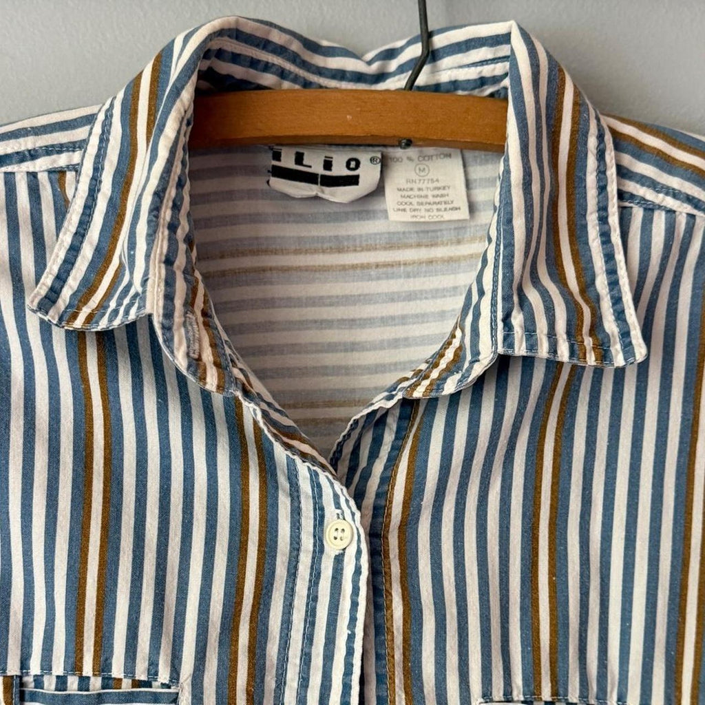 Vintage Ilio Striped Button Up Shirt (size medium)