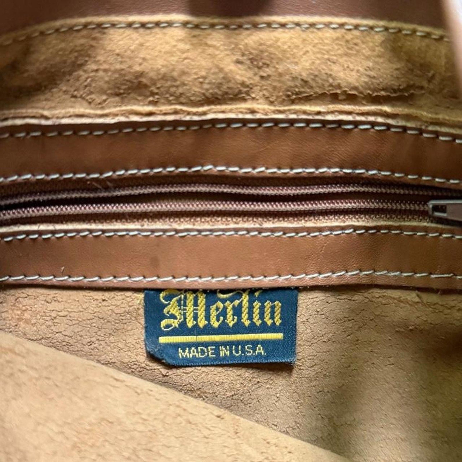 Vintage Merlin Warm Brown Leather Shoulder Bag