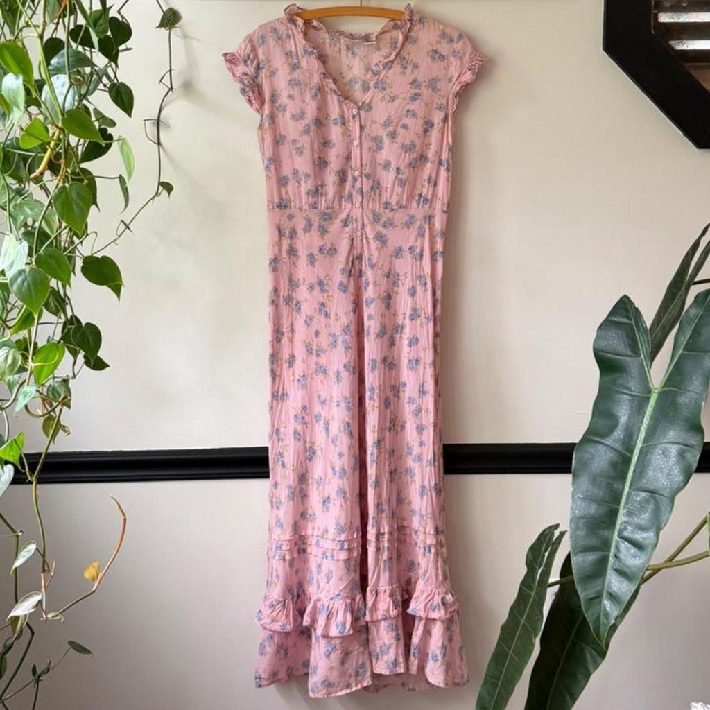 Vintage 1990s Newport News Pink Floral Dress (size 6)