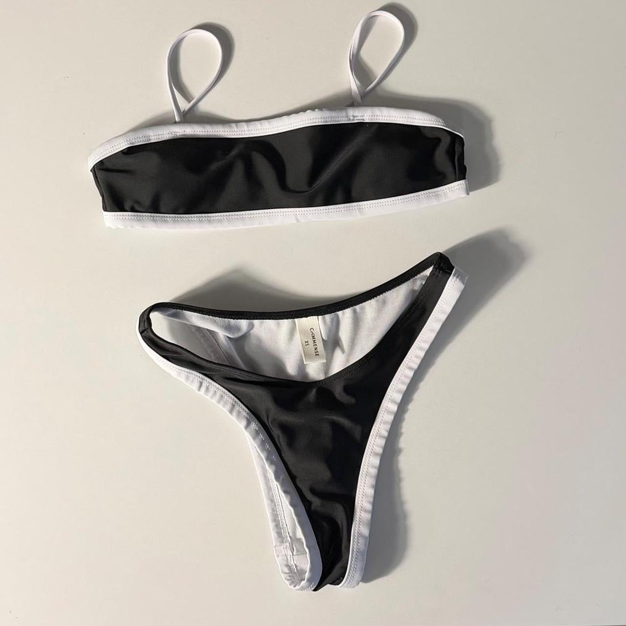 Commense Black and White Bandeau Bikini Set (size x-small)