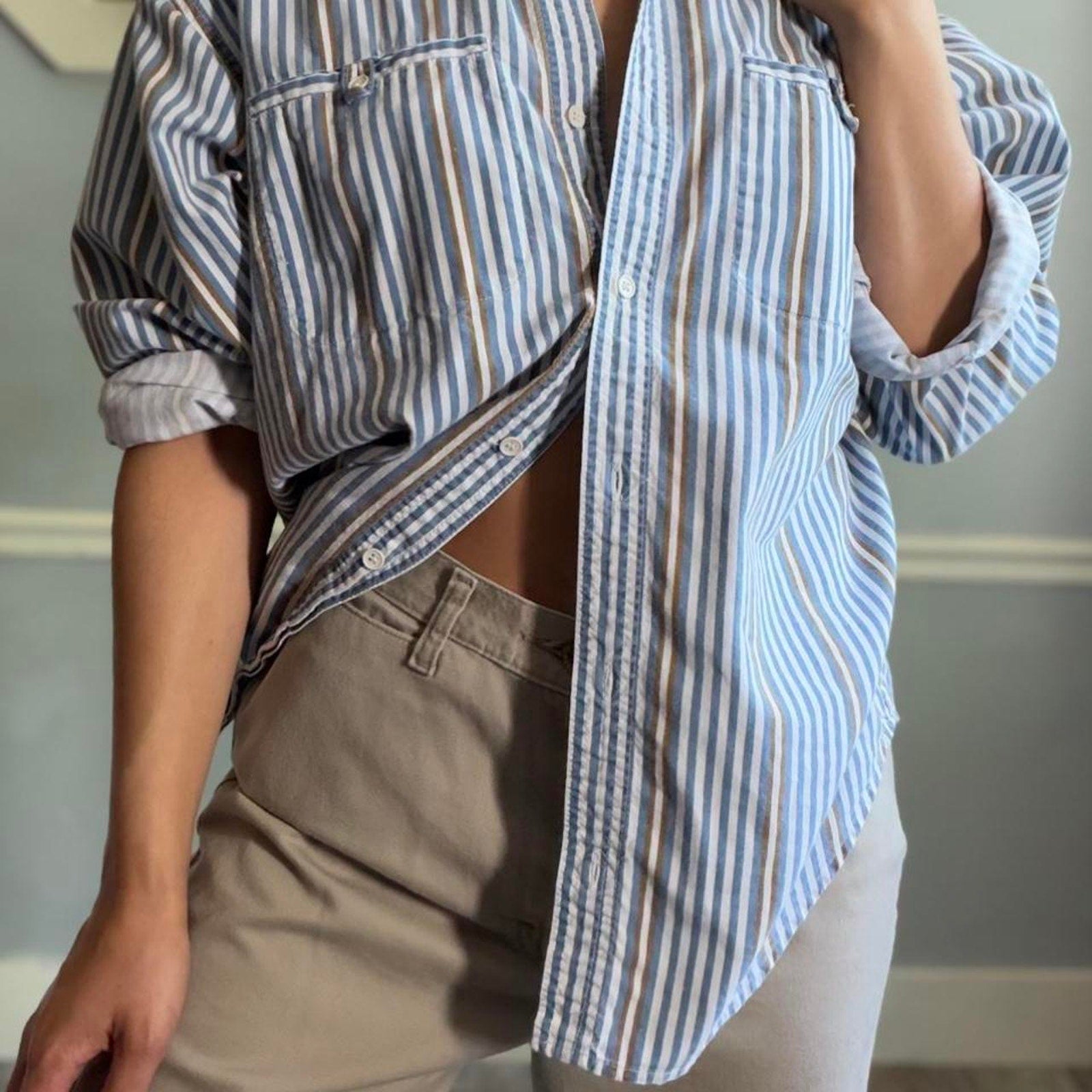 Vintage Ilio Striped Button Up Shirt (size medium)