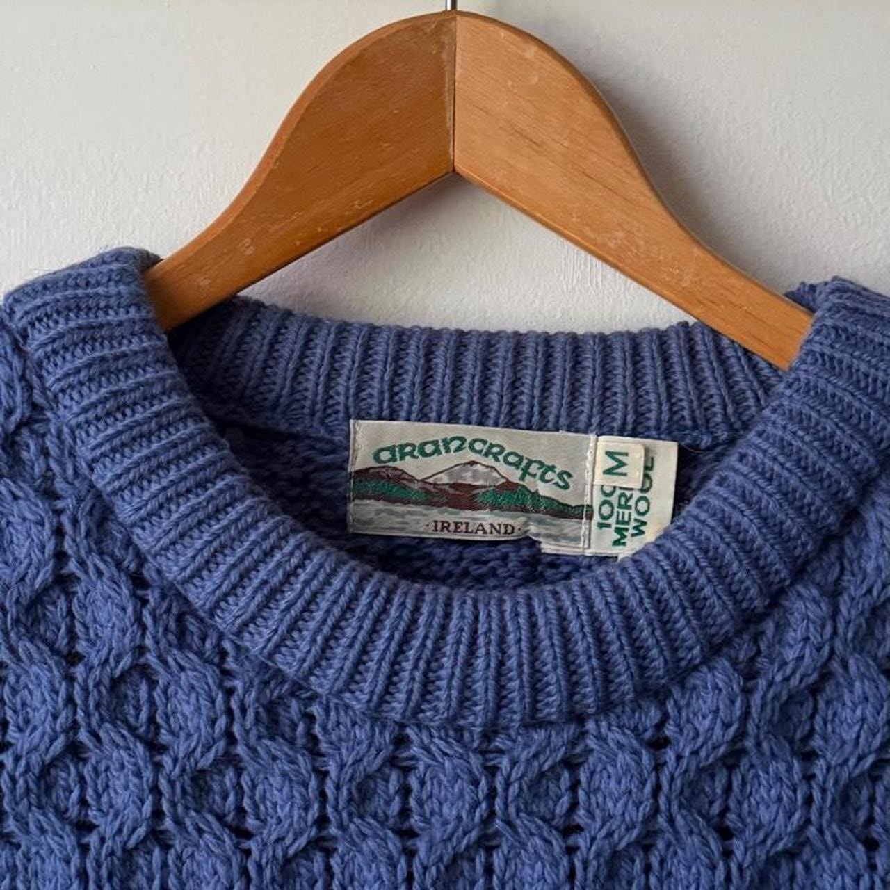 Vintage Aran Crafts Blue Cable Knit Sweater (size medium)