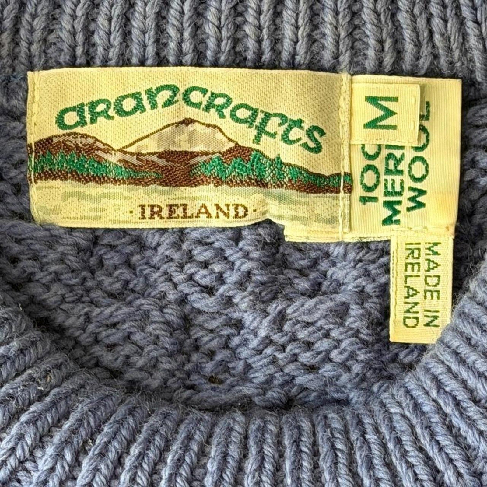 Vintage Aran Crafts Blue Cable Knit Sweater (size medium)