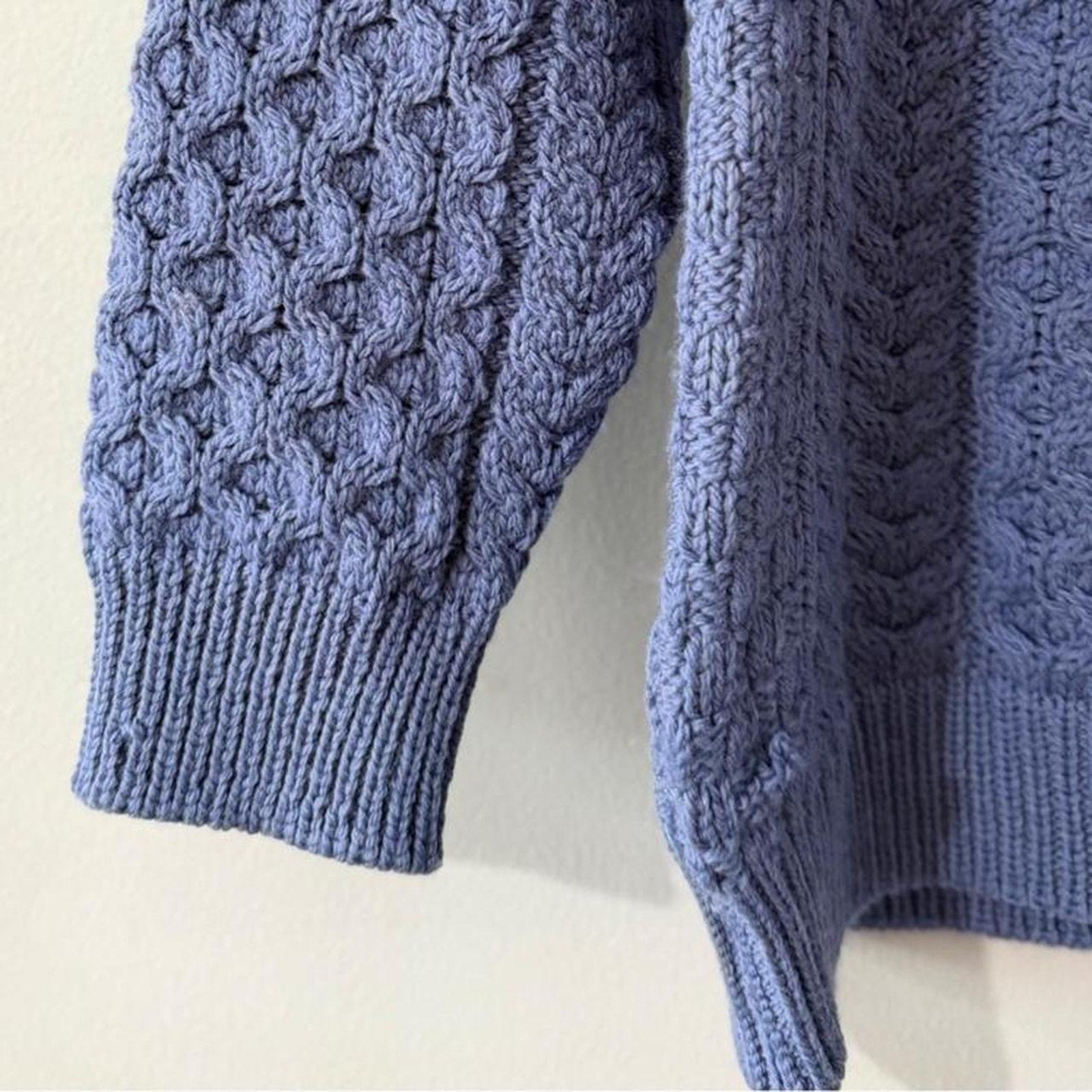 Vintage Aran Crafts Blue Cable Knit Sweater (size medium)