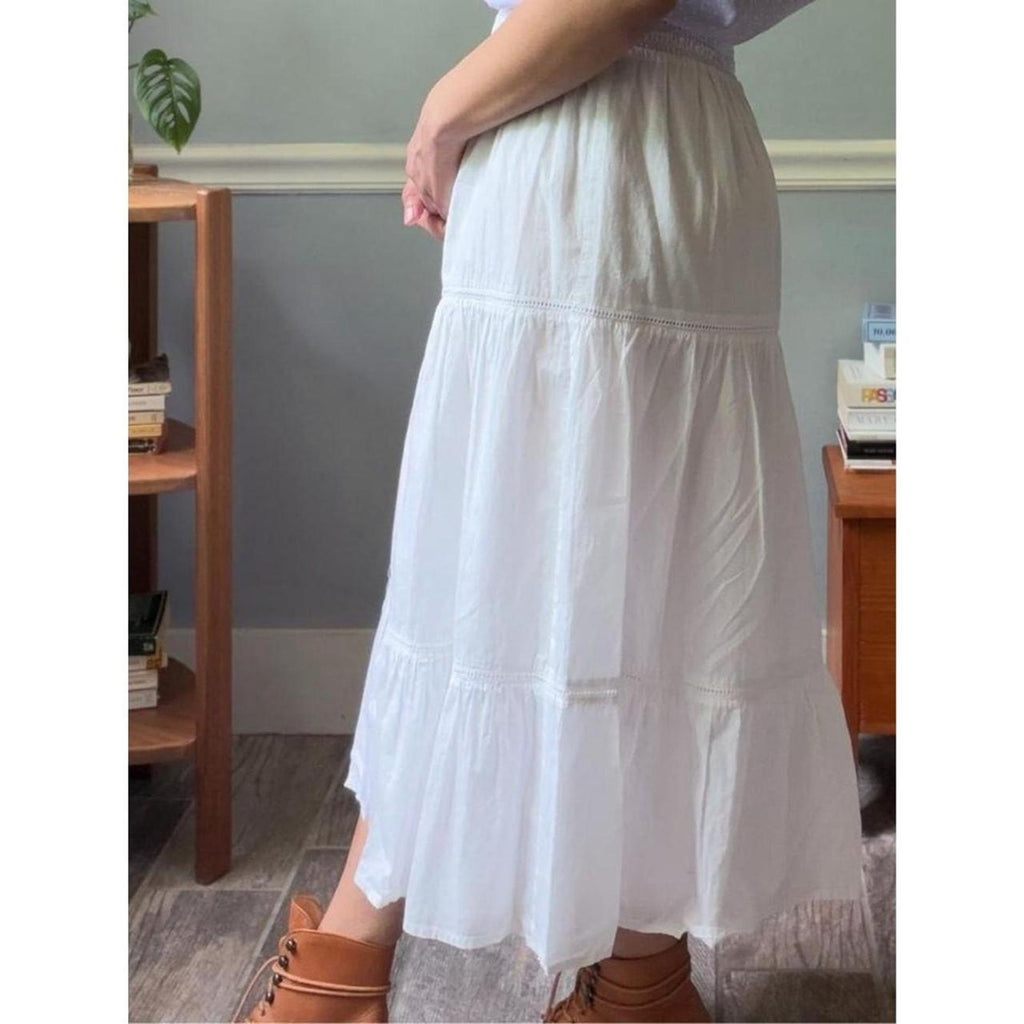Rails Tiered White Midi Skirt