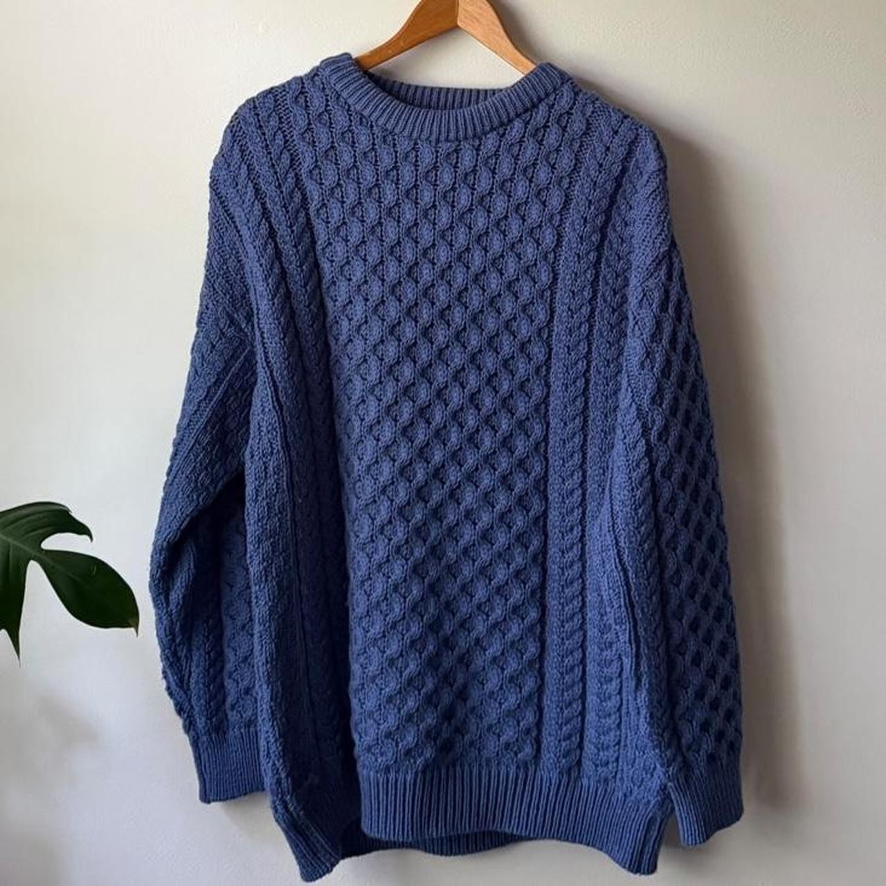 Vintage Aran Crafts Blue Cable Knit Sweater (size medium)